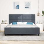 vidaXL Lit à ressorts avec tête de lit Gris foncé 200 x 200 cm Velours