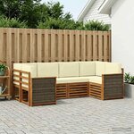 vidaXL Ensemble de canapés d'extérieur 5 pc Naturel et Crème