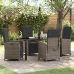 vidaXL Ensemble de salle à manger pour jardin 5 Pièces Gris polyrotin