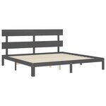 vidaXL Cadre de lit avec tête de lit gris 200x200 cm bois massif
