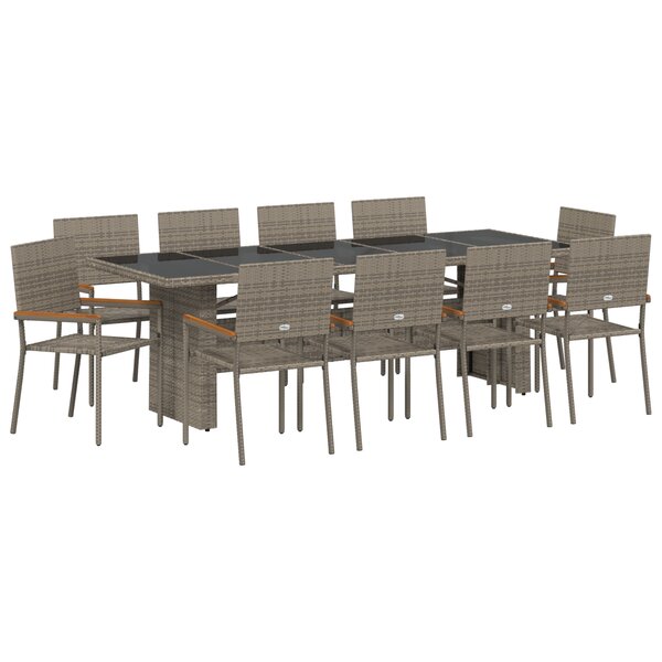 vidaXL Ensemble de salle à manger pour jardin 11 Pièces Gris Poly rotin