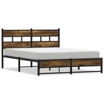 vidaXL Cadre de lit en métal sans matelas chêne fumé 160x200 cm