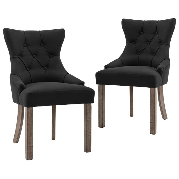 vidaXL Chaises à manger lot de 2 noir tissu