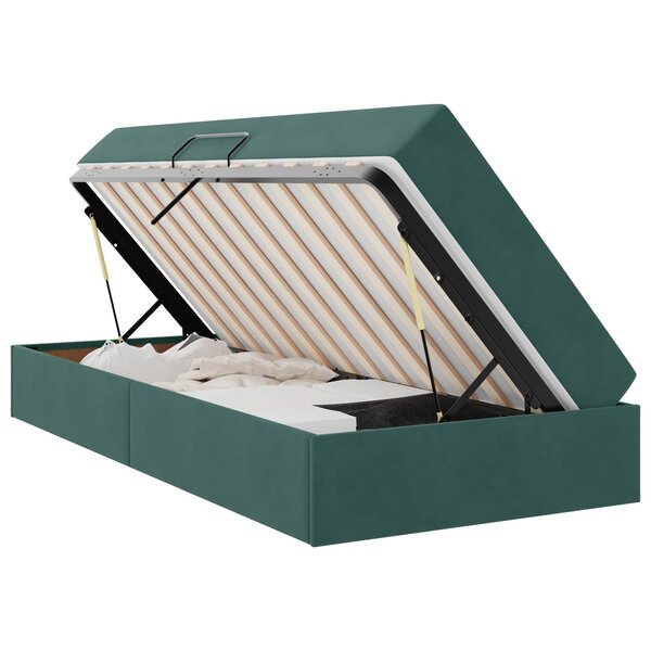 vidaXL Lit avec rangement et matelas Vert foncé 90 x 200 cm Velours