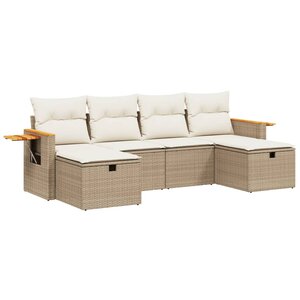 vidaXL Salon de jardin avec coussins 6 Pièces beige résine tressée