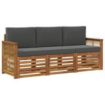 vidaXL Ensembles de canapés avec coussin 3 Pièces Bois d'Acacia Massif
