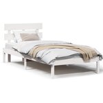 vidaXL Cadre de Lit avec Têtière Blanc 90x200 cm Bois Massif de Pin