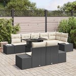 vidaXL Ensemble de canapé de jardin avec coussin 9 Pièces Noir et crème