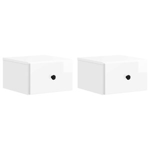 vidaXL Cabinet de chevet mural 2 pc Blanc brillant 34 5 x 33 x 20 cm