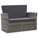 vidaXL Salon de jardin 4 Pièces avec coussins Résine tressée Gris