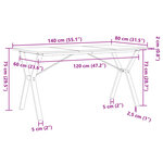 vidaXL Table à manger cadre en Y 140x80x75 cm bois de pin massif acier