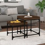 vidaXL Tables d'appoint 2 Pièces Chêne marron Bois d'ingénierie