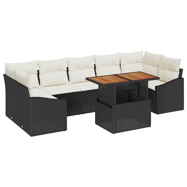 vidaXL Ensemble de salle à manger pour jardin avec coussin Noir  Crème