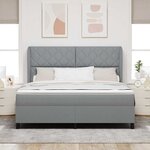 vidaXL Lit à ressorts avec matelas Gris clair 180 x 200 cm tissu