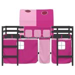 vidaXL Lit mezzanine enfants et tunnel rose 90x200cm bois pin massif
