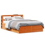 vidaXL Cadre de lit avec tête de lit cire marron 120x190cm bois de pin