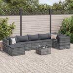 vidaXL Salon de jardin 8 Pièces avec coussins Gris Résine tressée