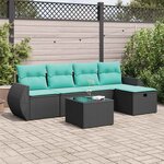 vidaXL Salon de jardin 6 Pièces avec coussins noir résine tressée