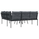 vidaXL Ensemble de canapés de jardin et coussins noir acier textilène