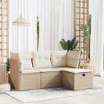 vidaXL Salon de jardin avec coussins 4 Pièces beige résine tressée