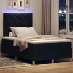 vidaXL Lit à ressort LED avec matelas Noir 120 x 200 cm tissu