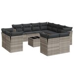 vidaXL Salon de jardin avec coussins 12 Pièces gris clair résine tressée