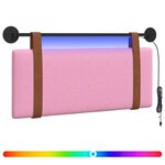 vidaXL Tête de lit suspendue Avec lumière LED Rose PU antique