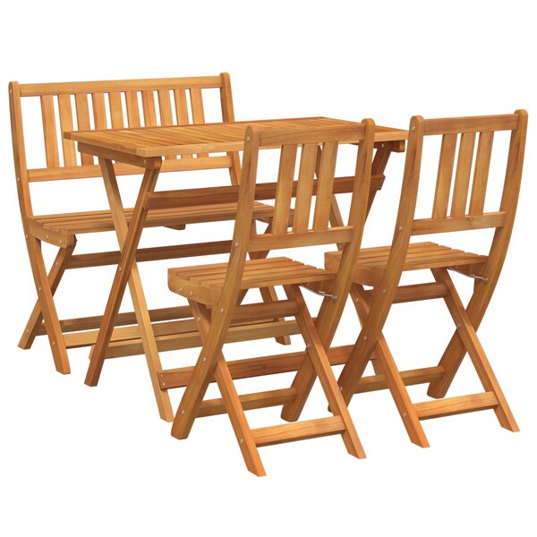 Ensemble Bistro de Jardin Pliable 4 Pièces en Bois Massif d'Acacia vidaXL