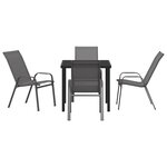 vidaXL Ensemble de salle à manger de jardin de 5 pièces - Textilène gris et acier