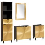 vidaXL Ensembles de mobilier de salle de bain 4 Pièces Noir et or