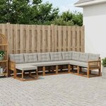 vidaXL Ensemble de canapés d'extérieur 8 Pièces Naturel et gris clair
