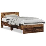 vidaXL Cadre de lit sans matelas et tête de lit  bois ancien  75x190 cm