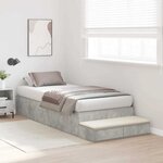 vidaXL Cadre de lit avec rangement Gris béton 90 cm Bois d'ingénierie