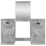 vidaXL Coiffeuse avec miroir gris béton 130x50x132 5 cm