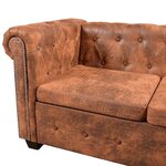 vidaXL Canapé d'angle Chesterfield 6 Places Cuir artificiel Marron