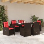 vidaXL Set de jardin de 7 pièces en rattan poly marron