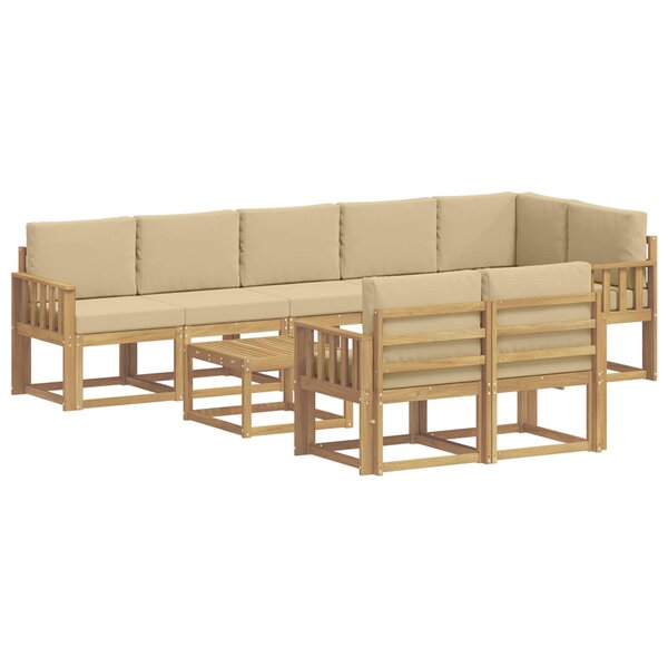 vidaXL Ensemble de canapés d'extérieur 9 pc Blanc et Beige Polyester