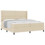 vidaXL Lit à ressorts avec matelas Crème 200 x 200 cm tissu