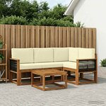 vidaXL Ensemble de canapés d'extérieur 5 pc Naturel et Crème Polyester