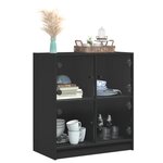 vidaXL Armoire latérale avec portes en verre noir 68x37x75 5 cm