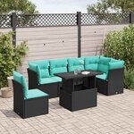 vidaXL Salon de jardin 6 Pièces avec coussins noir résine tressée