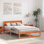 vidaXL Cadre de lit Marron 135 x 190 cm Bois de pin massif
