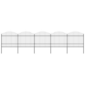 vidaXL Clôture de jardin à dessus en lance Acier (1 5-1 75)x8 5 m Noir