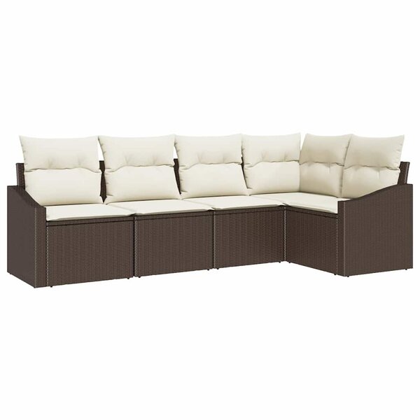 vidaXL Ensemble de salle à manger pour jardin 5 Pièces Marron  Crème