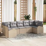 vidaXL Ensemble de canapé de jardin 7 Pièces Beige Poly rotin