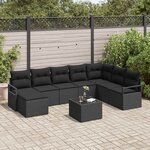 vidaXL Ensemble de canapé de jardin 9 Pièces Noir Poly rotin