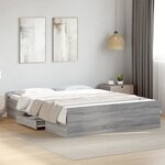 vidaXL Cadre de lit avec tiroirs sans matelas sonoma gris 140x200 cm