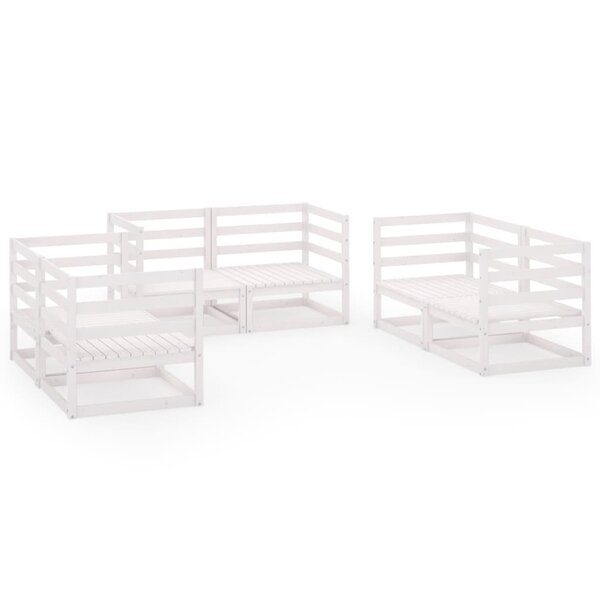 Salon de jardin meuble d'extérieur ensemble de mobilier 6 pièces blanc bois de pin massif 02_0016975