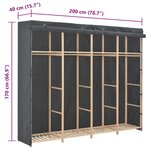 vidaXL Garde-robe Gris 200 x 40 x 170 cm Tissu