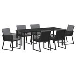 vidaXL Ensemble de salle à manger pour jardin 7 Pièces Noir